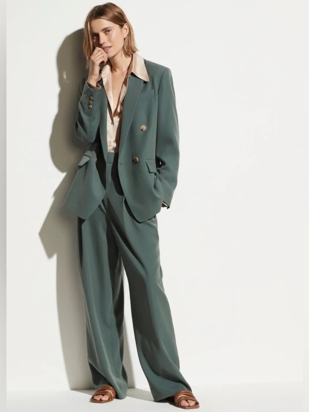 Vince Double Breasted Blazer - Green / Horizon